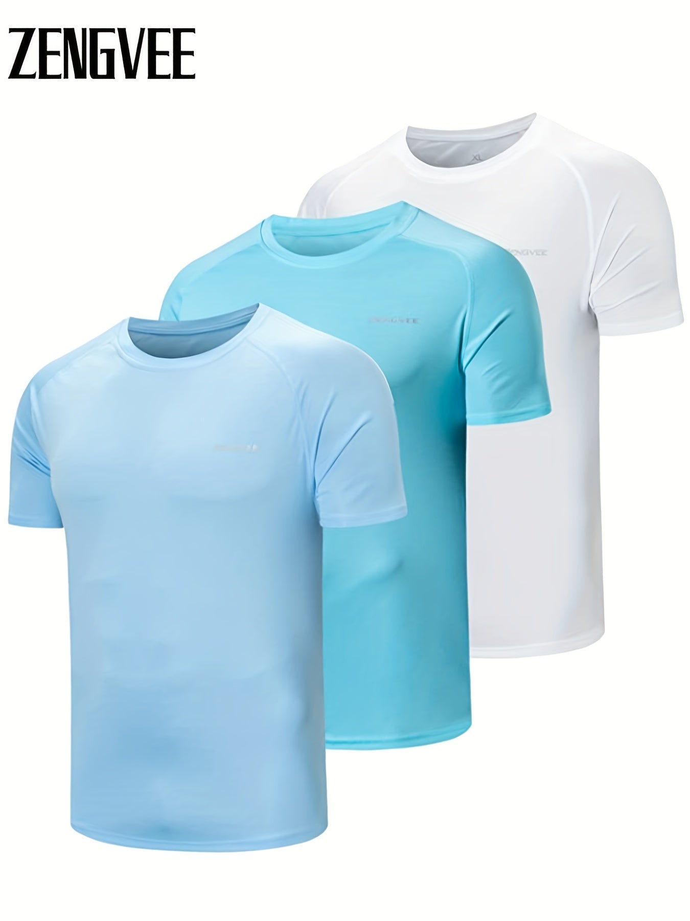 3 Pcs Men's UPF 50 Sun Protection T shirt Short Sleeve Quick Dry Tops