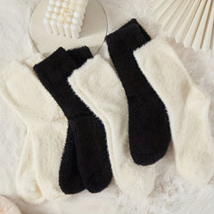 5 Pairs Fuzzy Socks Comfy & Warm Mid Tube Women's Stockings
