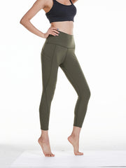 Women's High Waist Cropped Pants with Side Pockets for Yoga