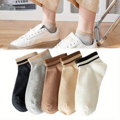 10 Pairs Girls Kids Thin Ankle Socks - Japanese Style Preppy Socks