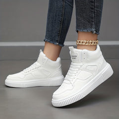 Women's High Top Lace Up Sneakers Round Toe Comfy Skate Shoes