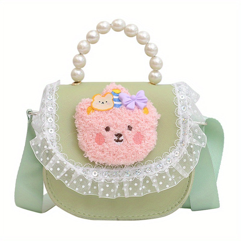 Kids Cartoon Messenger Bag Girls Faux Pearl Shoulder Handbag