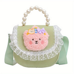 Kids Cartoon Messenger Bag Girls Faux Pearl Shoulder Handbag