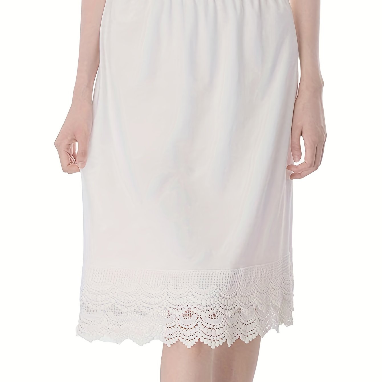 Solid Skirt Lace Stitching Scallop Trim Petticoat
