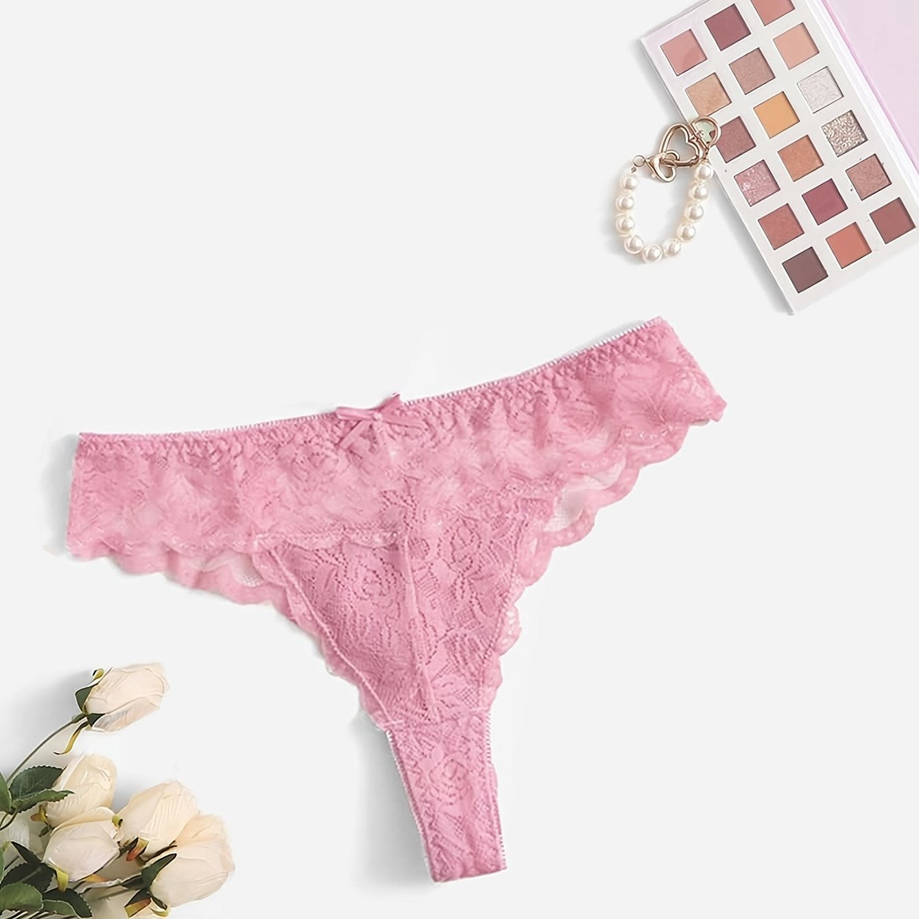 Sexy Lace Trim Low Waist Thongs Sheer Underwear