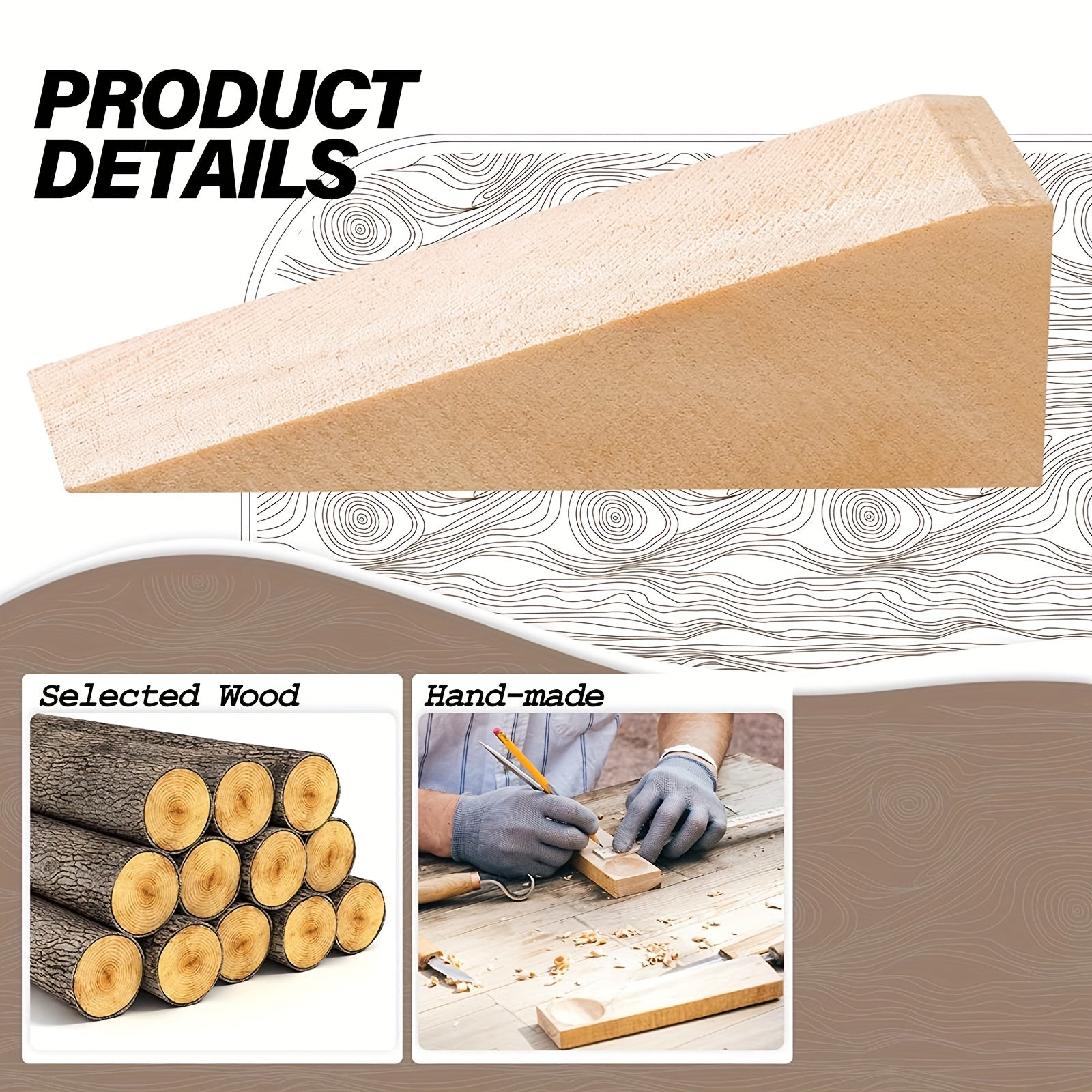 10pcs Wooden Wedges for Chair Caning Wood Wedge Non Slip Door Tool