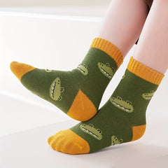 5pairs Boys Kids Breathable Cartoon Pattern Socks