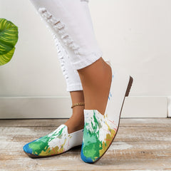 Women's Graffiti Printed Flats Soft Sole Slip On Shoes