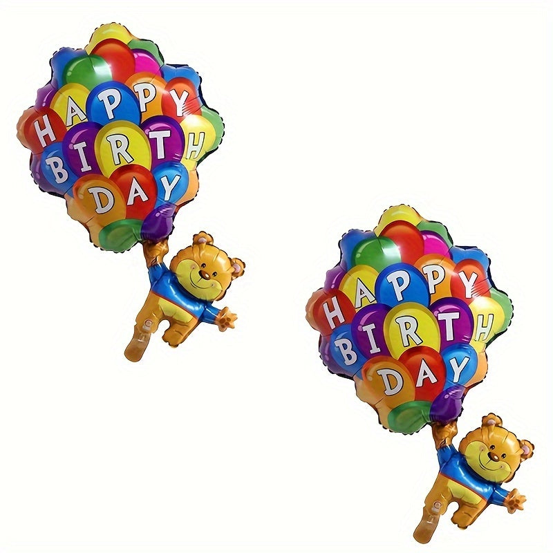 2pcs Birthday Parachute Bear Aluminum Balloon Room Decoration