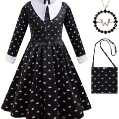 Kids Girls TV Series Princess Costume Dress Set with Wig & Necklace