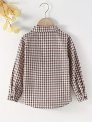 Boy's Plaid Graphic Print Shirt Long Sleeve for Spring Autumn