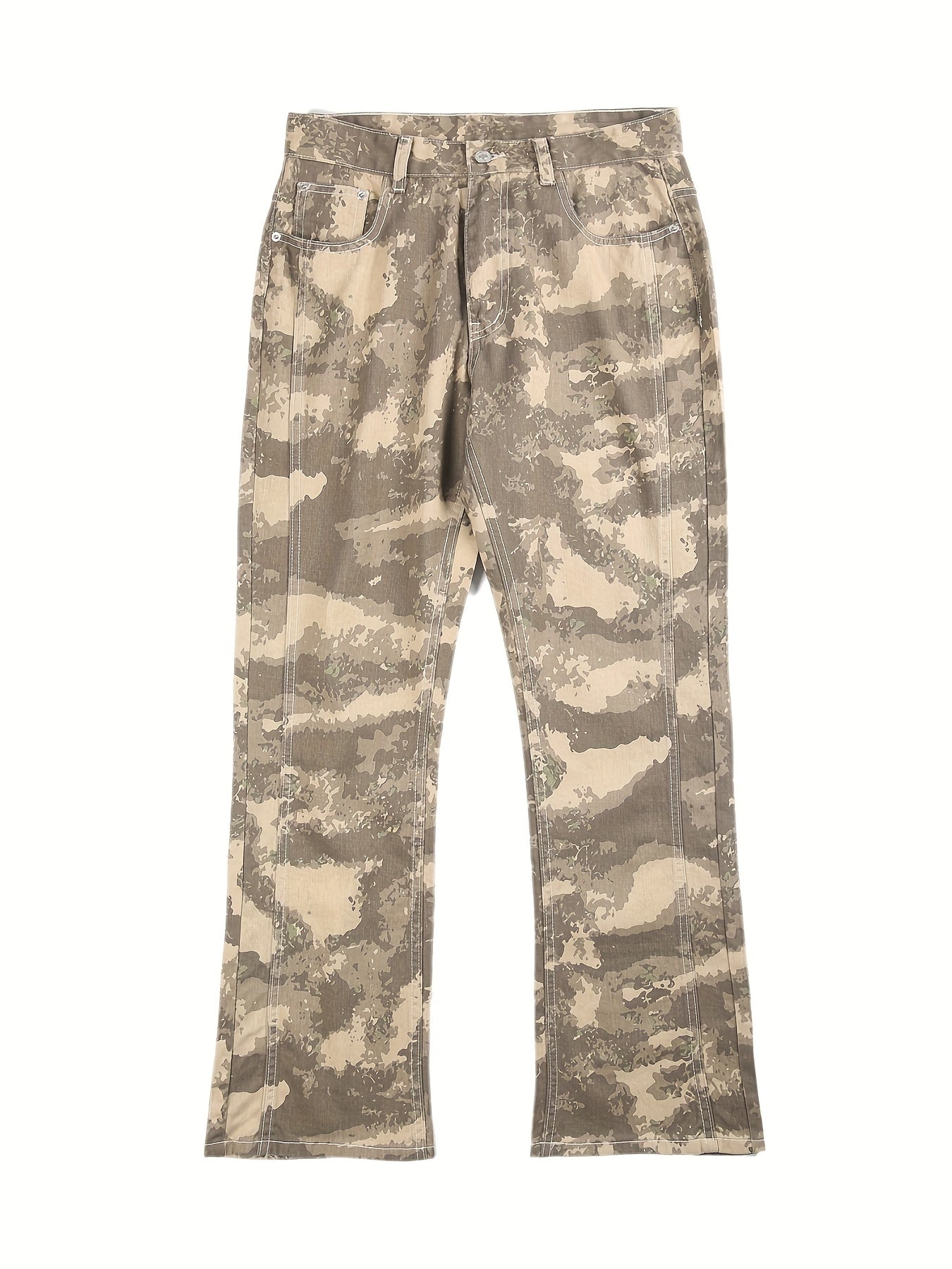 Camouflage Wide Leg Jeans Men's Casual Print Denim Pants