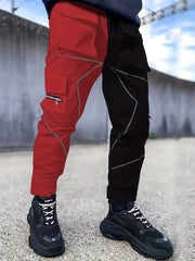 Reflective Strip Men's Work Pants Drawstring Cargo Pants