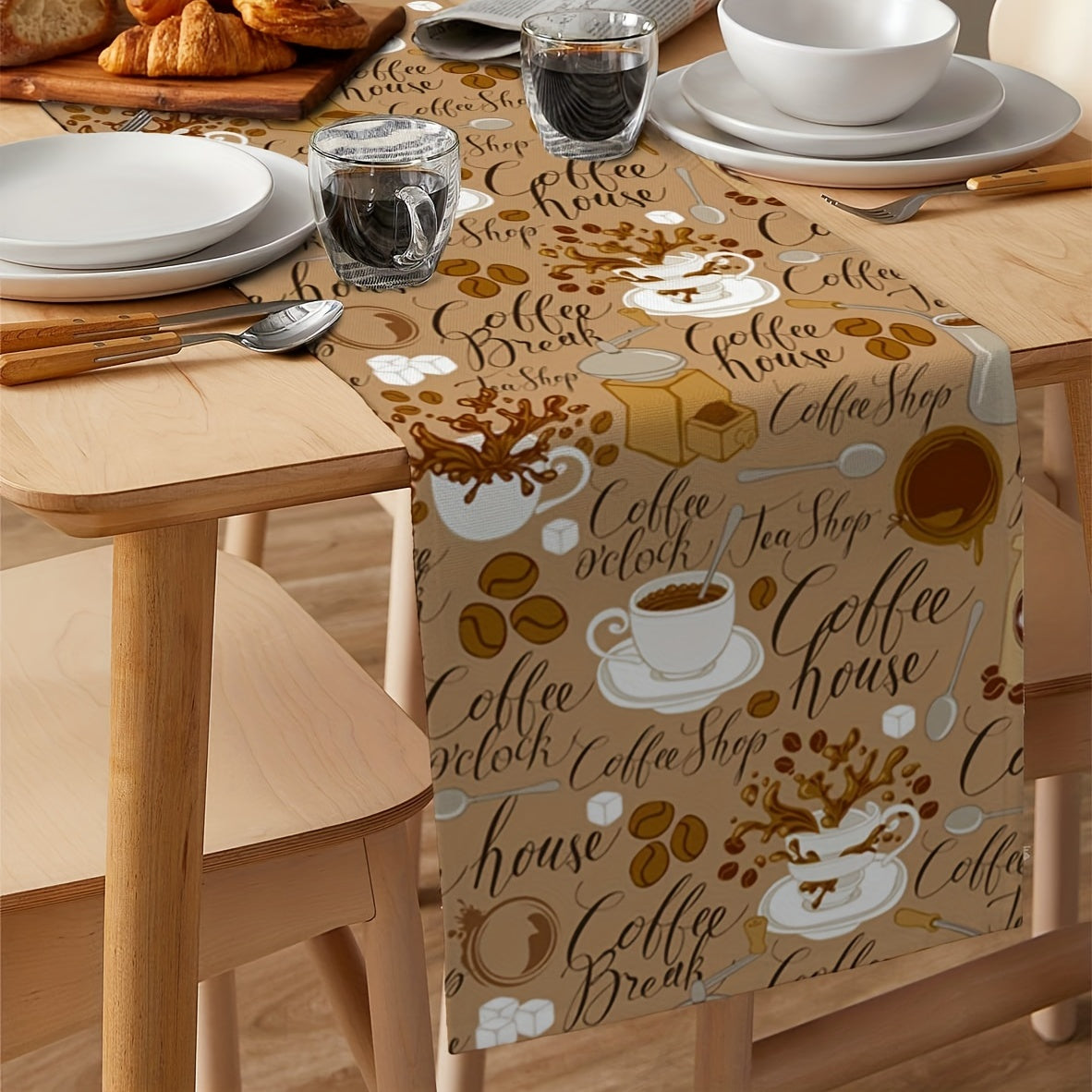 Coffee House Coffee Beans Table Runner 13x72 Inch