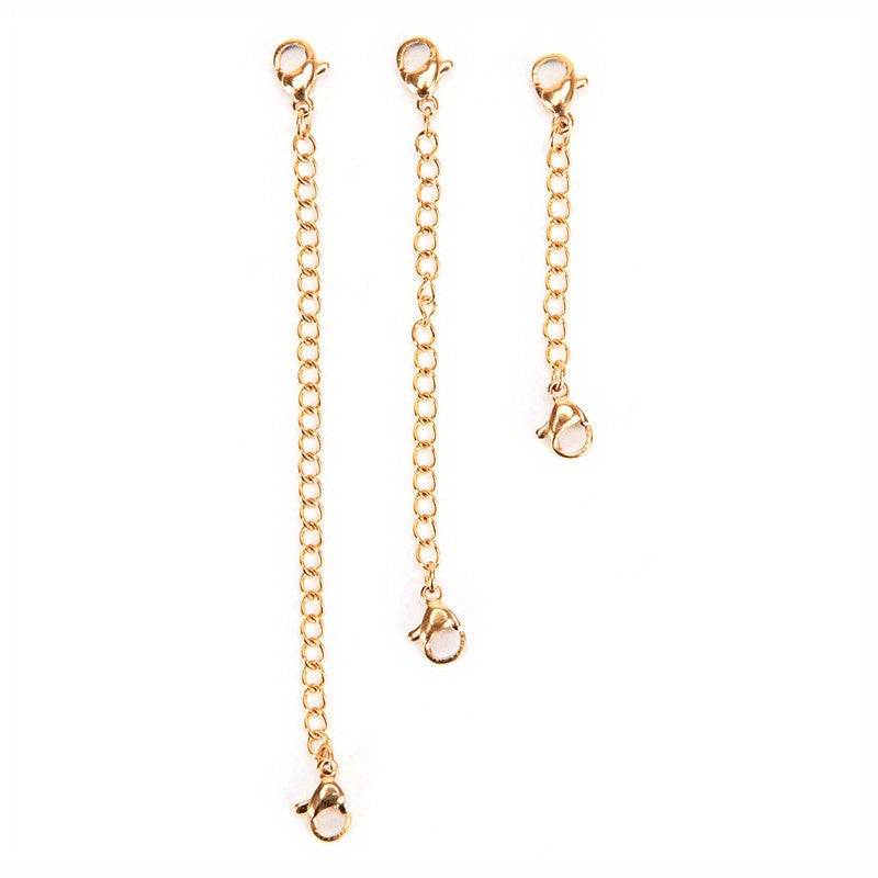Stainless Steel Necklace Extender Chain Golden Silvery Lobster Clasp Closure