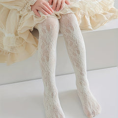 Floral Lace Thigh High Socks Ruffle Over The Knee Socks
