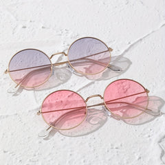 Round Metal Sunglasses Ombre Lens Glasses UV400
