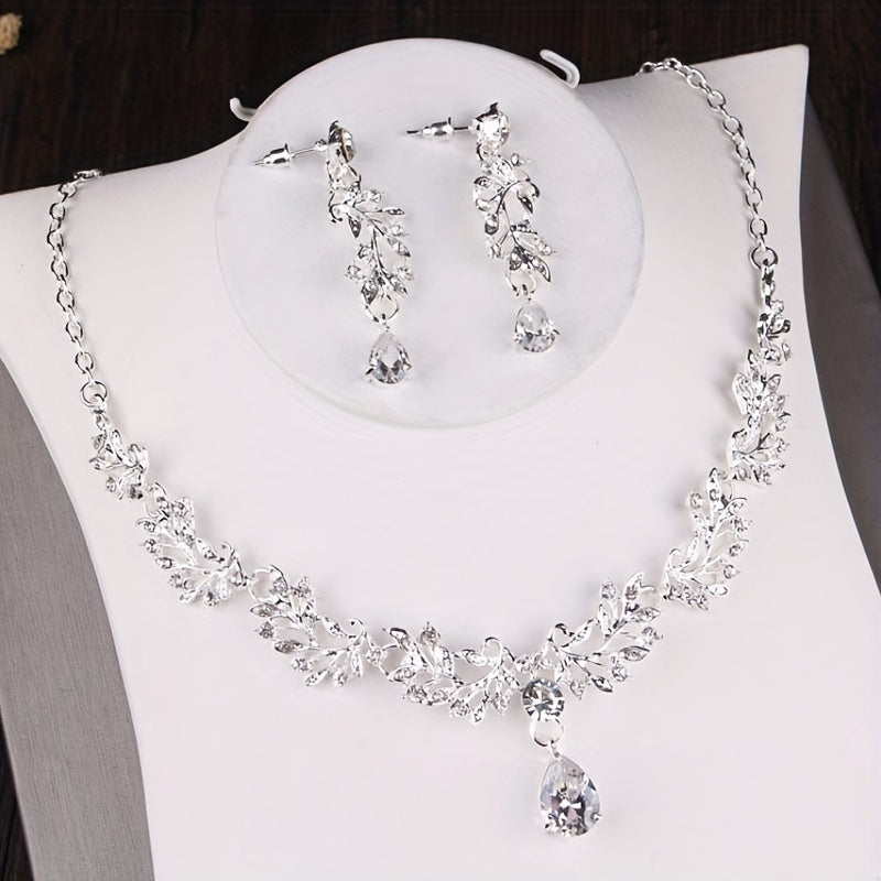 Crystal Crown Earrings Necklace Set Wedding Hair Accessories