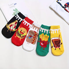 5 Pairs Girls Kids Cartoon Animal Socks Breathable Low Cut Boat Socks