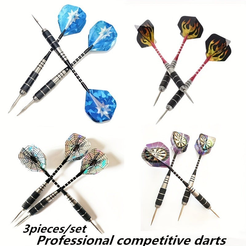 3-Piece All Metal Competition Darts Set 22g Stainless Steel Needles