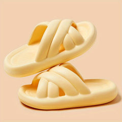 Cross Strap Slides Soft Sole Slip On Pillow Slides Comfortable Bathroom Shoes
