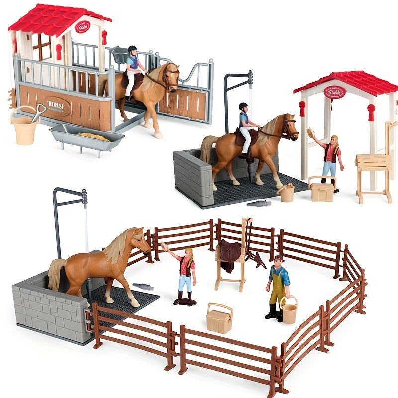 Deluxe Farm Ranch Playset with Stable & Horseback Riding Scene