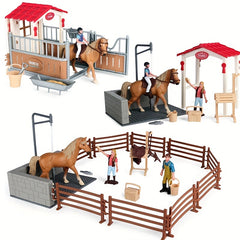 Deluxe Farm Ranch Playset with Stable & Horseback Riding Scene