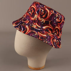 Red Reversible Bucket Hat Abstract Painting Man Unisex Fisherman Cap