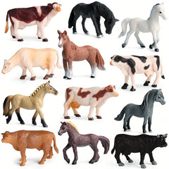 Farm Animals Figure Toys Set Painted Farm Animals Cows Horses Figures