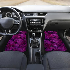 4pcs Purple Feather Car Floor Mats Non-slip Stain-resistant Front Rear Carpets