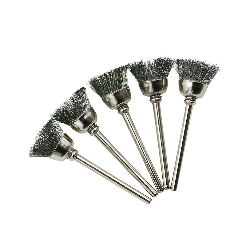 15pcs Coarse Crimped Steel Wire Brush Set for Rotary Tool with Mandrel