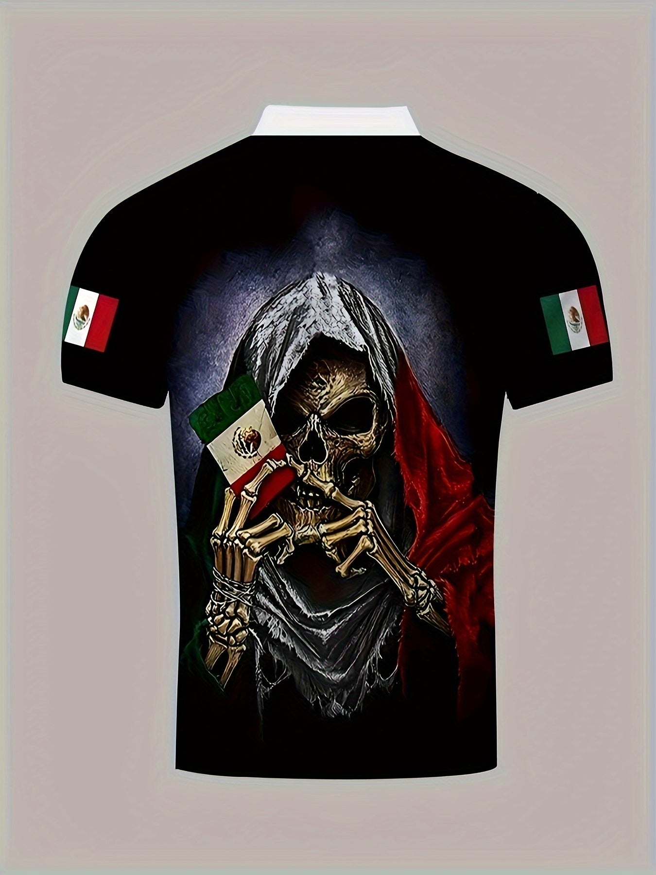 Skeleton 3D Pattern Men's Casual Custom Fit Short Sleeve Shirt