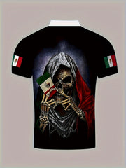 Skeleton 3D Pattern Men's Casual Custom Fit Short Sleeve Shirt