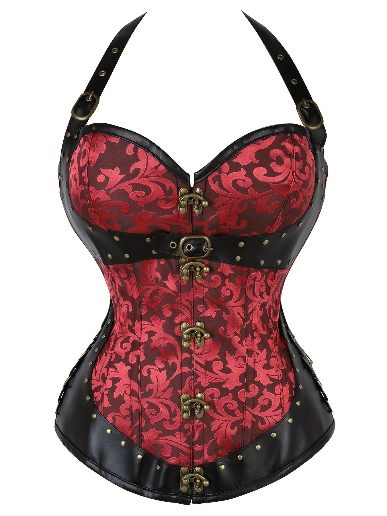 Jacquard Halter Strapless Corset Tummy Control Lace Up Push Up Body Shaper