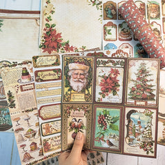 Vintage Merry Christmas Santa Claus Scrapbook Papers - 12pcs Pack
