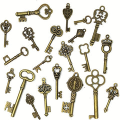 50 Pcs Vintage Skeleton Key Charm Set for Jewelry Making & Wedding Favors
