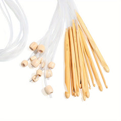 12pcs Afghan Tunisian Crochet Hooks Set 1 2m 48in Bamboo Knitting Needles
