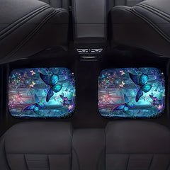 4pcs Fantasy Forest & Butterfly Car Floor Mats Non-slip Water Absorbent Mats