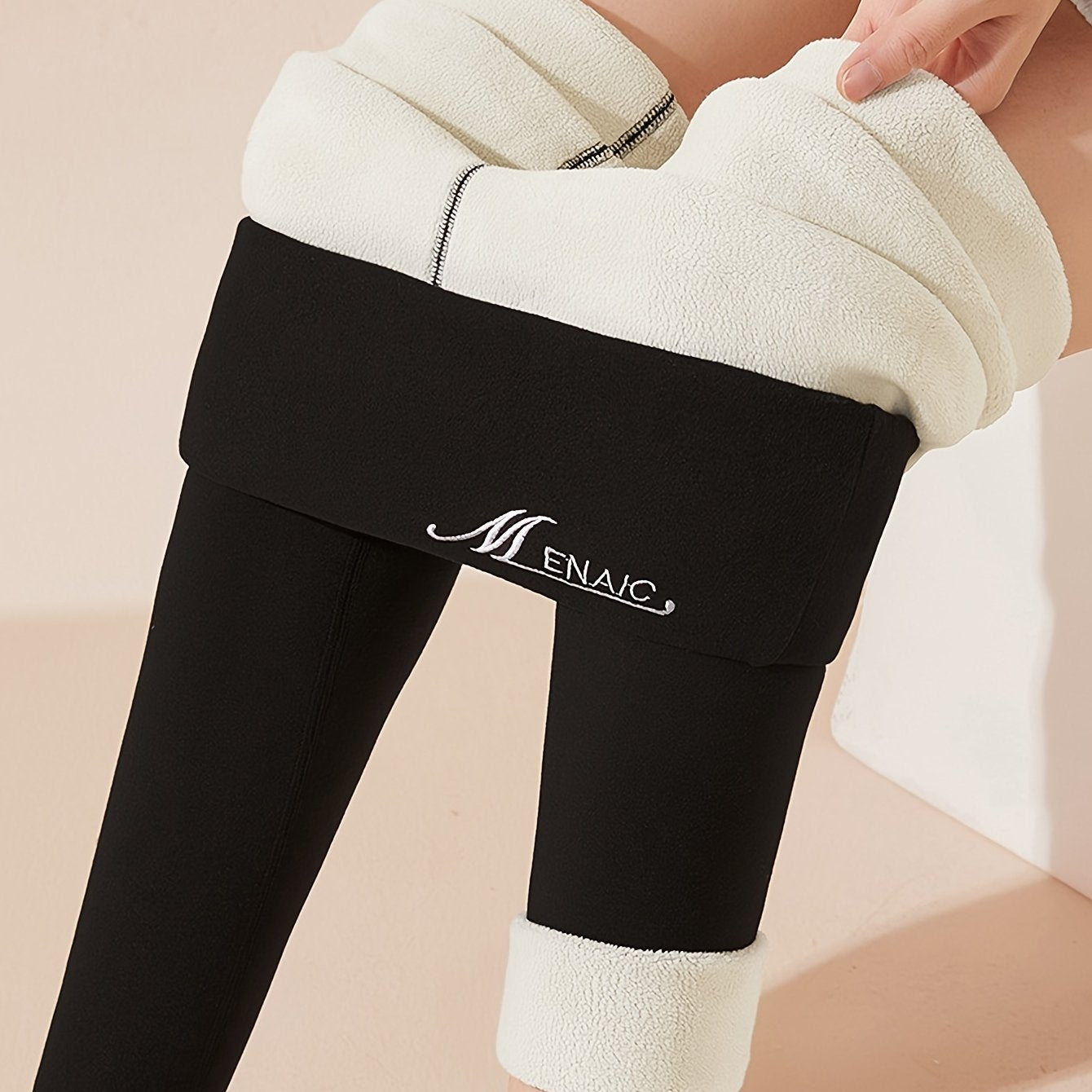 Solid Fleece Leggings Winter Thermal Stretchy Leggings