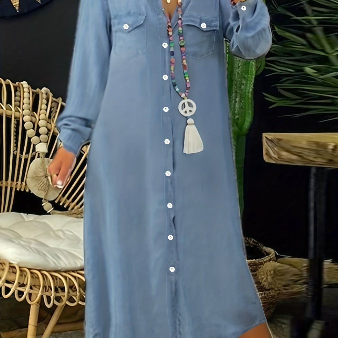 Long Sleeve Maxi Denim Dress