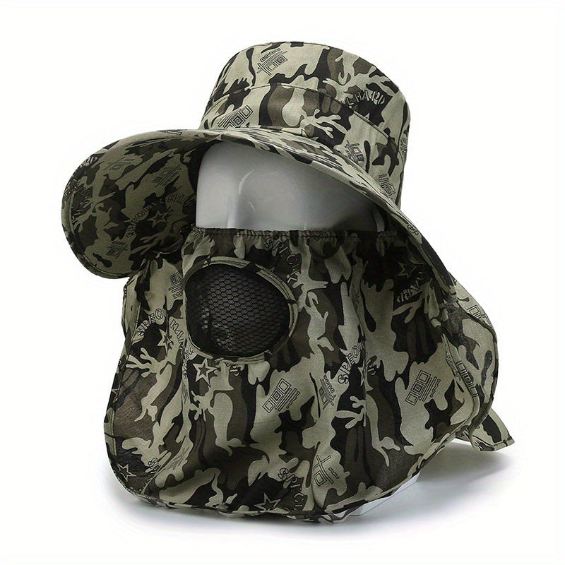 Men's Outdoor Sunshade Hat with Face Mask Fisherman Hat