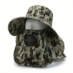 Men's Outdoor Sunshade Hat with Face Mask Fisherman Hat