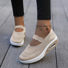 Women's Air Cushion Wedge Sneakers Breathable Slip on Mesh Sneakers