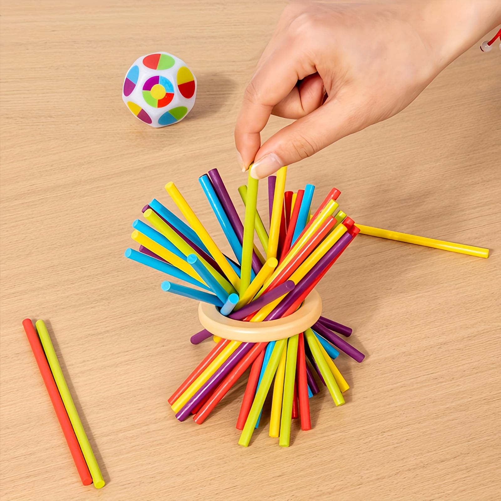 Kids 3-in-1 Wooden Math Puzzle Toy with 40 Sticks & 5 Balls