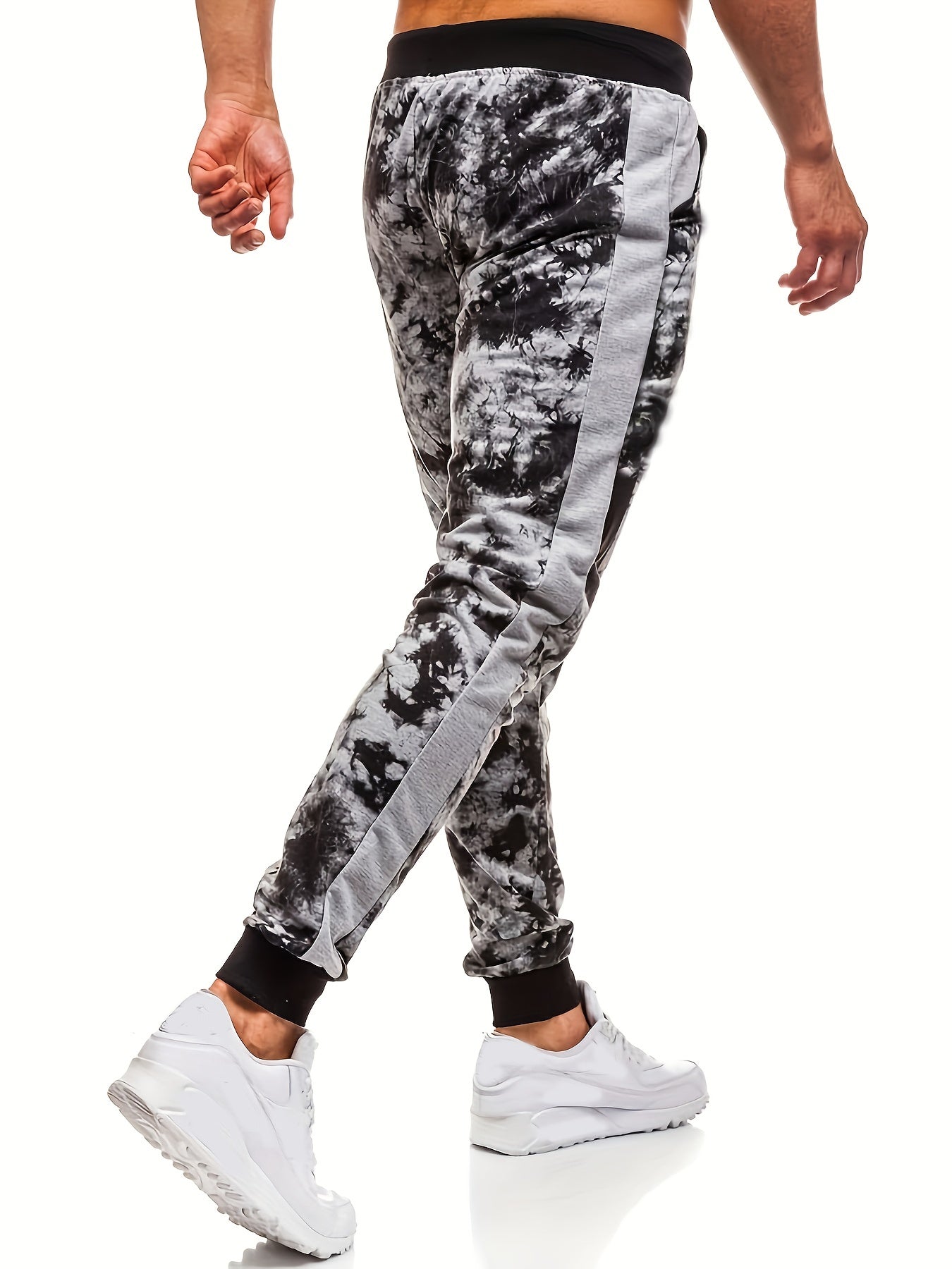 Men's Tie Dye Print Joggers Stretch Drawstring Pants