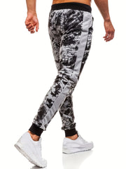 Men's Tie Dye Print Joggers Stretch Drawstring Pants