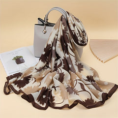 Flower Print Casual Scarf Double Shawl Windproof Warm Head Wrap