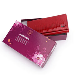 Women's Bi-fold Crocodile Print Leather Wallet
