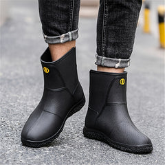 Women's Waterproof Rain Boots Round Toe Slip on Short Boots