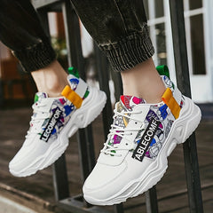Men's Alphabets Graffiti Print Casual Shoes Spring Summer